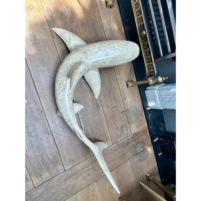 Large Marble Shark Sculpture by Maitland Smith, 1980 For Sale - Image 14 of 16