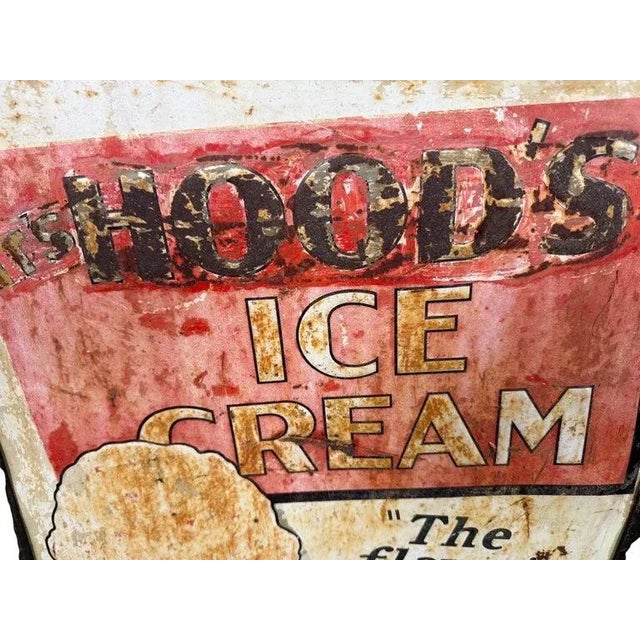 Metal Vintage Two-Sided Hood’s Ice Cream Advertising Sign For Sale - Image 7 of 10