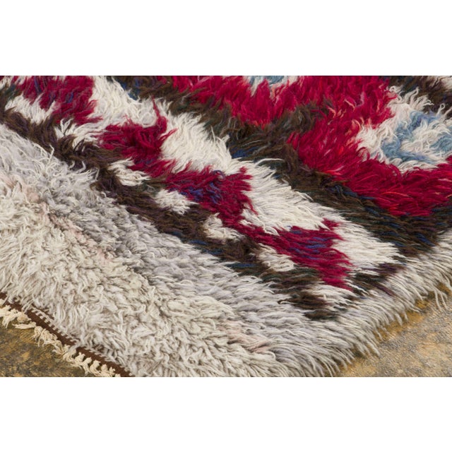 Mid-Century Modern Vintage Swedish Rya Wool Rug in Red & Ivory by Rug & Kilim, 1950-1959 For Sale - Image 3 of 9
