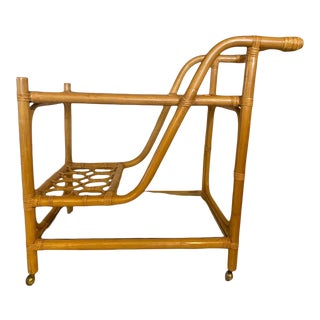 1970s Boho Chic Bamboo Bar Cart For Sale