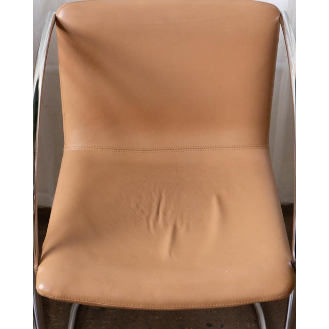 1970s Mid-Century Modern Saporiti Tubular Chrome and Leather Italian Armchairs - Set of 6 For Sale - Image 10 of 17