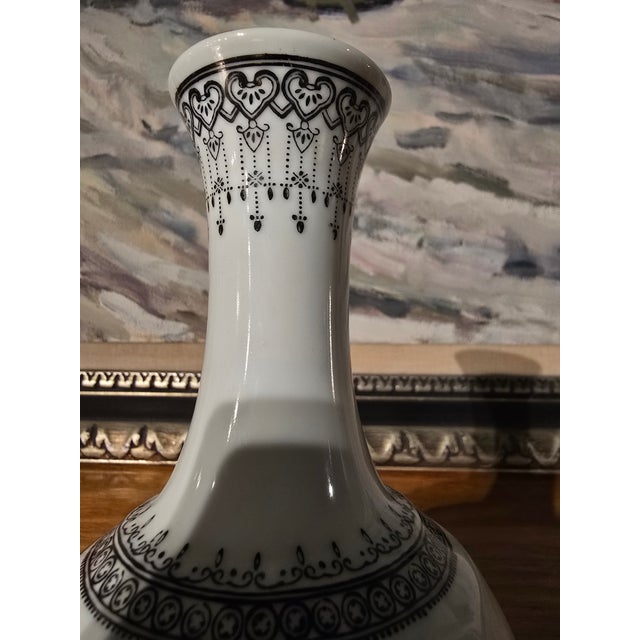 White Vintage Signed Chinese Porcelain Vase Stamped For Sale - Image 8 of 9