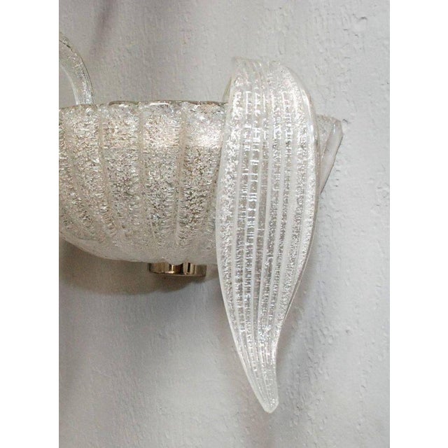 Italian Set of Four 1960s Italian Sconces With Clear Murano Glass Designed by Barovier E Toso, Unmarked For Sale - Image 3 of 7