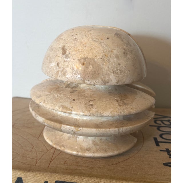 Vintage Italian Travertine Sculptural Bookends Postmodern / Organic Modern – Circa 1970s–1980 For Sale In Raleigh - Image 6 of 12