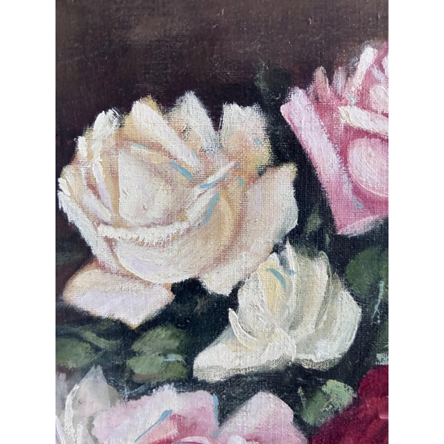 Still Life with Roses, Oil Painting, Framed For Sale - Image 9 of 12