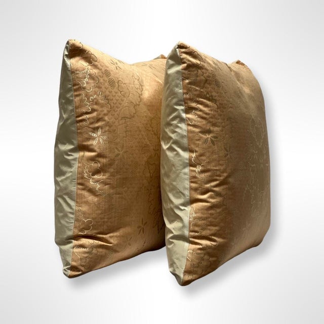 2020s Scalamandre “Villa Lante Unito” Feather/Down Pillows - A Pair For Sale - Image 5 of 5