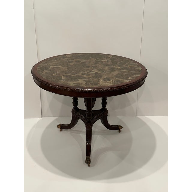 Traditional Center Hall Mahogany and Lacquered Coconut Shell Round Table For Sale - Image 3 of 13