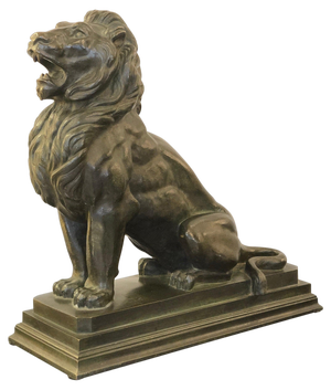 Art Deco Bronze Animal Lion Sculpture, 1930s