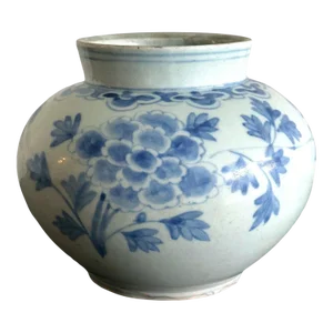 Antique Korean Porcelain Peony Jar Joseon Dynasty