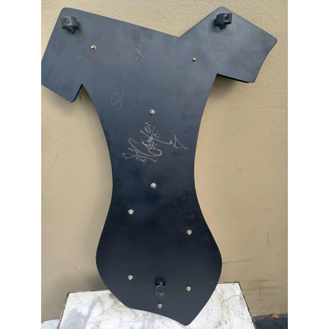 Brutalist Mid Century Metal Abstract Nude Woman Wall Sculpture Signed For Sale - Image 3 of 4