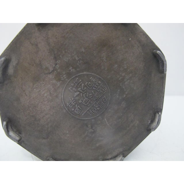 Chinese Pewter Octagonal Tea Caddy With Inset Painted Erotic Art Panels For Sale - Image 12 of 13