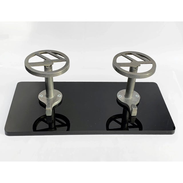 Art Deco Aluminum &amp; Acrylic Glass Coat Rack, 1940s For Sale - Image 4 of 8