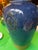 1970s Oversized Blue Ceramic Vase With Metal Ears For Sale - Image 4 of 11