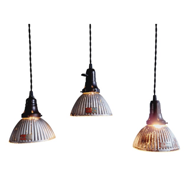 Gal Pendant Lights in Mercury Glass, 1930s, Set of 3 For Sale