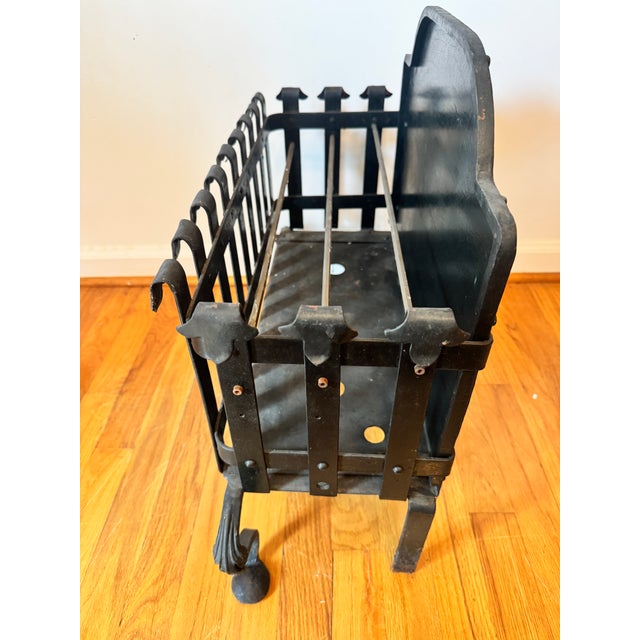 Antique Victorian Wrought Iron Fireplace Fire Basket For Sale - Image 9 of 12