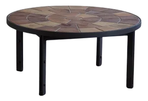 Danish Modern Coffee Table in Steel & Ceramic Tiles attributed to Sallingbroe, 1970s