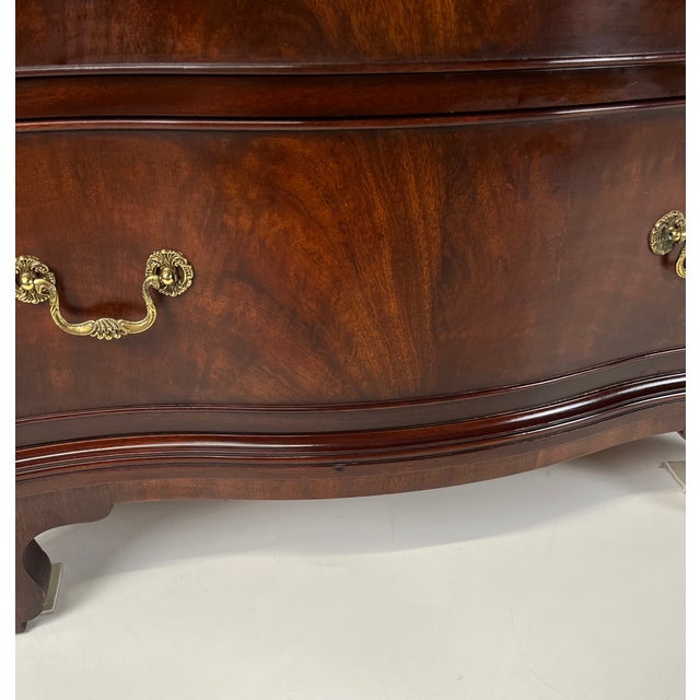 Rare Henkel Harris Serpentine Flame Mahogany Tall Chest of Drawers (Style No. 315, Finish 29) For Sale - Image 10 of 18