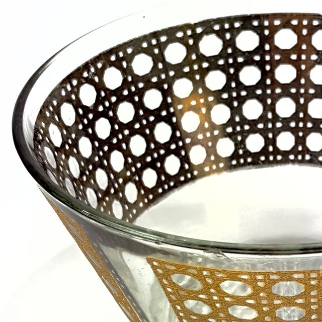 Gold Large Vintage 22k Gold Embellished Glass Canella Ice Bowl by Culver LTD For Sale - Image 8 of 11