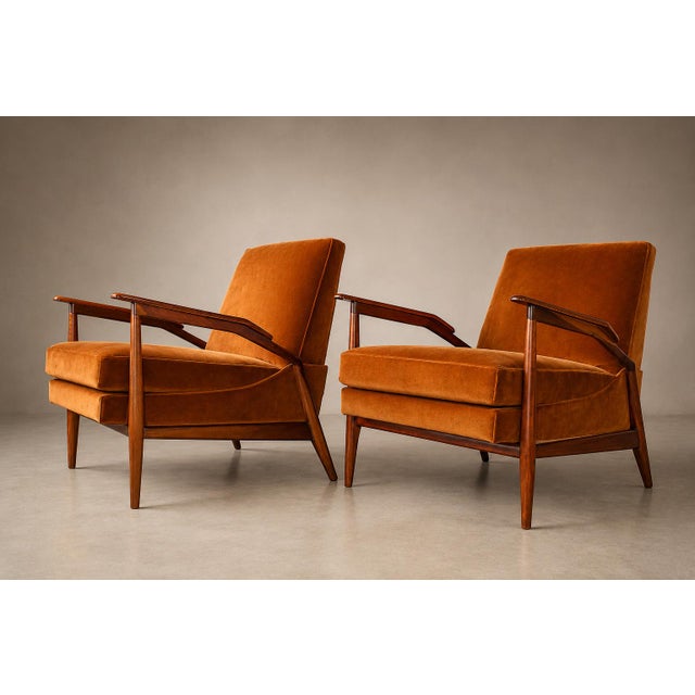 Giuseppe Scapinelli Pair of Armchairs in Caviúna & Burnt Caramel Mohair Velvet, Brazil, 1950s For Sale - Image 16 of 18