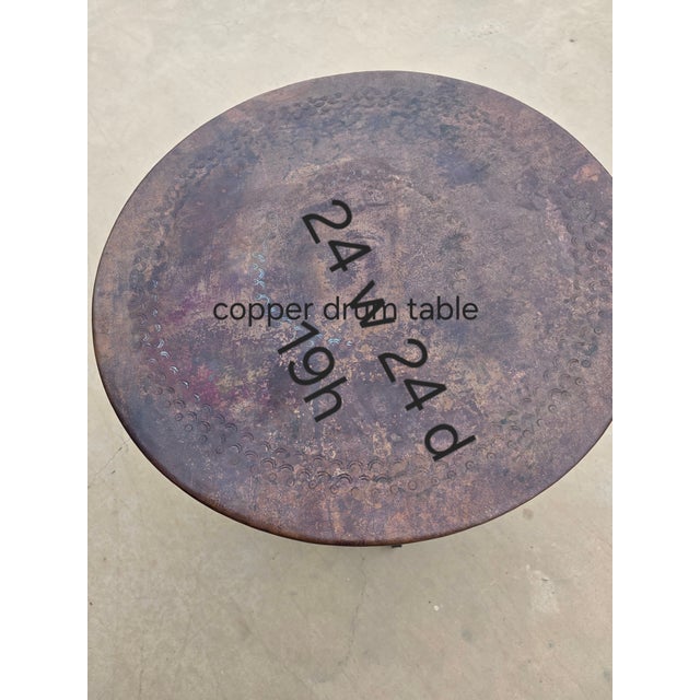 Hammered Copper Drum Table For Sale - Image 9 of 10