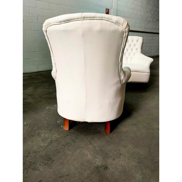 Armchair with Wooden Structure and White Fabric, 1990 For Sale - Image 6 of 9