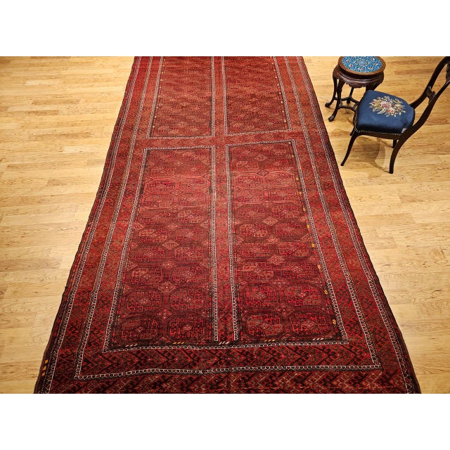 Vintage Turkmen Tekke Gallery Rug in Allover Pattern in Red, Brown, Gray, For Sale - Image 4 of 14