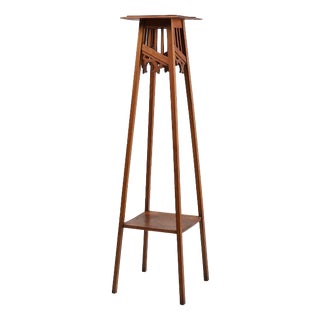 French Art Deco Pedestal Console in Oak, 1920s For Sale