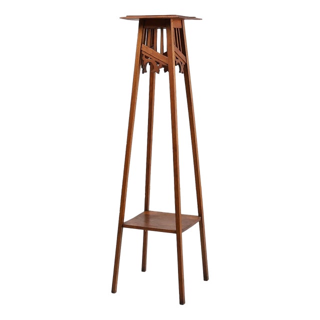 French Art Deco Pedestal Console in Oak, 1920s For Sale