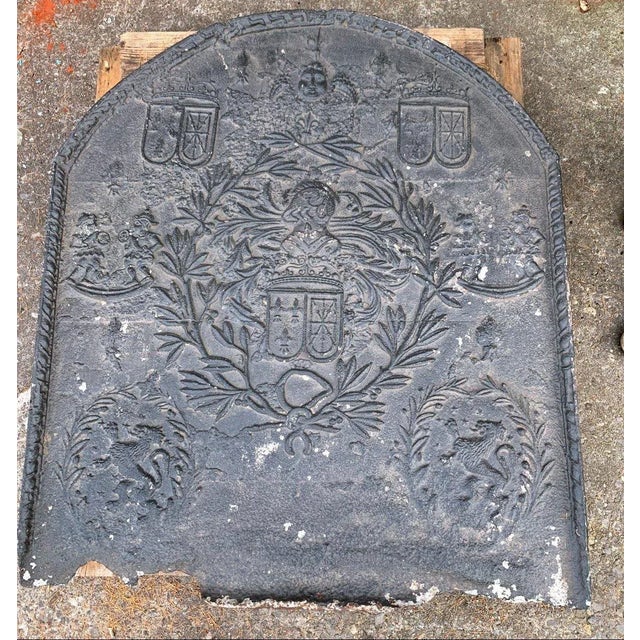 Antique Cast Iron Fireplace Backplate, 1700s For Sale - Image 9 of 15