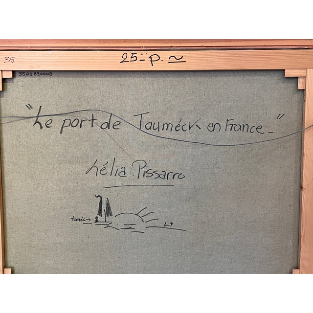 1960s 1960s Lélia Pissarro Signed Oil Painting French Harbor Port Landscape Impressionist For Sale - Image 5 of 7