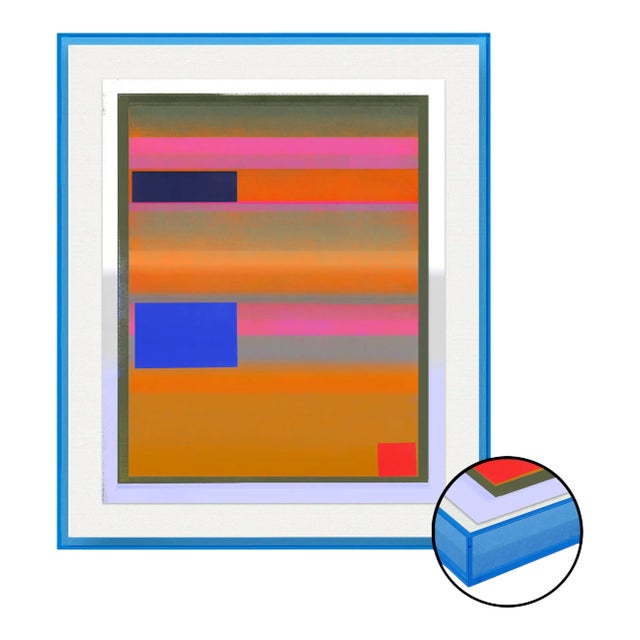 Coastal Sky by David Grey, Art Print in Blue Acrylic Frame, Small For Sale