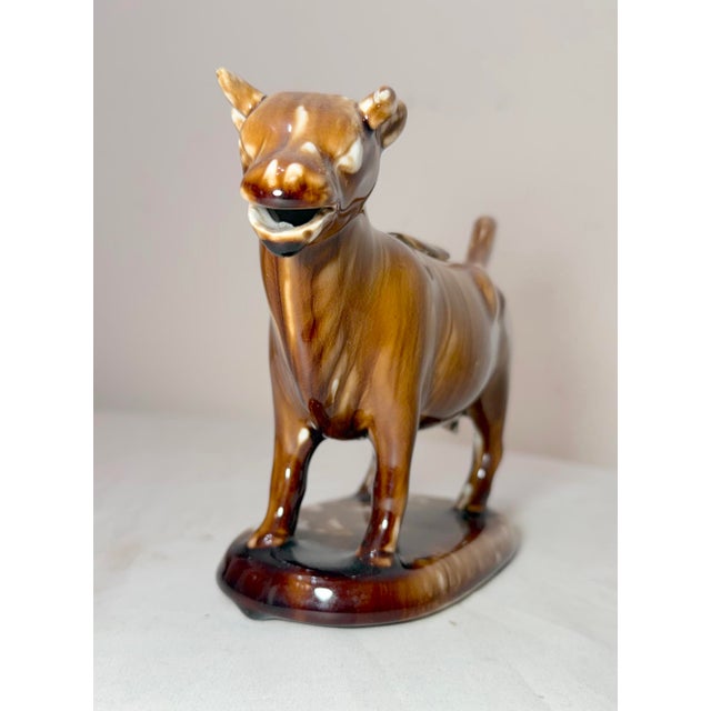 Brown 19th Century Rare Early Antique Staffordshire Pottery Brown Drip Glaze Cow Creamer Sculpture For Sale - Image 8 of 17