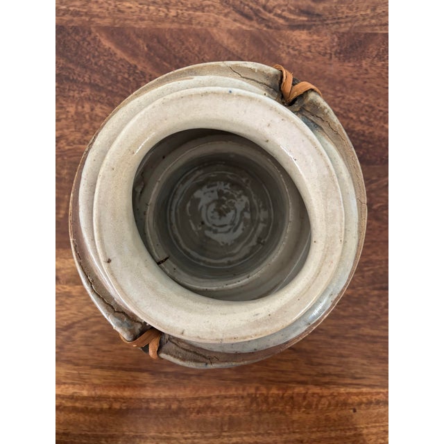 1950s American Studio Ceramic Vase With Cane Wrapping, by F. Carlton Ball For Sale - Image 5 of 6