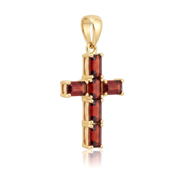 Add a touch of timeless devotion and rich color to your jewelry collection with this stunning cross pendant. Expertly...