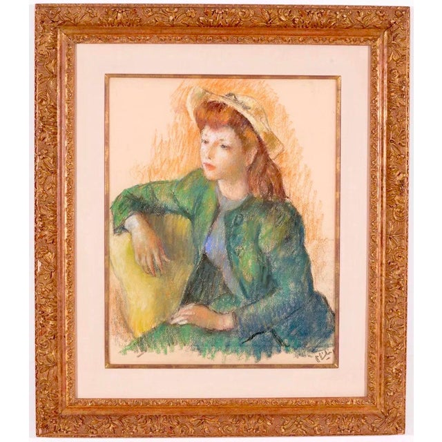 Green Robert Philipp, Post Impressionist Young Woman Pastel Painting Robert Philipp American Modernist For Sale - Image 8 of 16