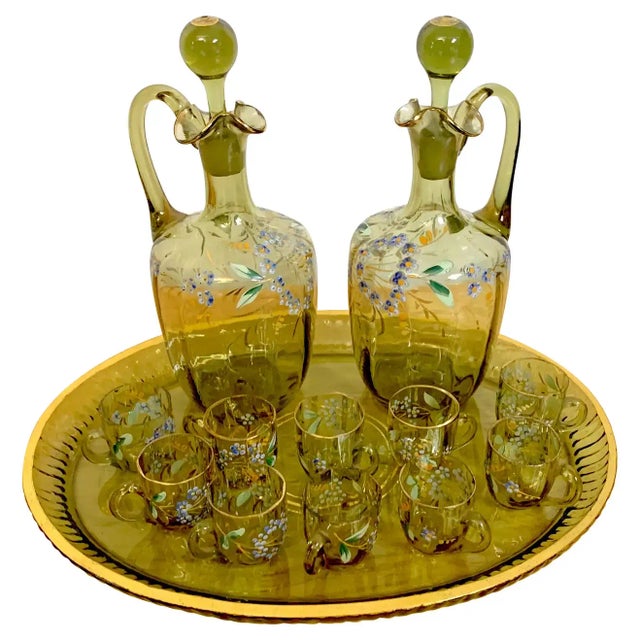 19th Century Moser Aesthetic Enameled Cordial/ Liquor Set - Set of 15 For Sale - Image 12 of 12