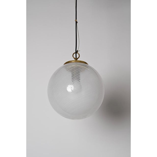 Mid-Century Tessuto White and Crystal Murano Glass Chandelier from Venini, 1970s For Sale - Image 6 of 18