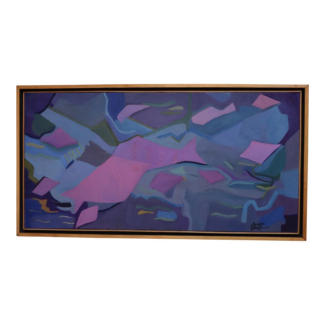 Pescados En El Mar Abstract Artwork By Mexican Artist Maricruz H. Covarrubias For Sale