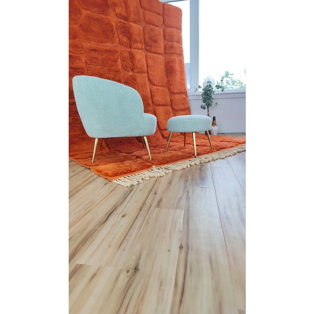 Terracotta Orange Carved Wool Moroccan Beni Mrirt Rug For Sale - Image 10 of 15