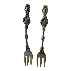 Cocktail Forks Art Nouveau Figural Mermaid Forks - Pair