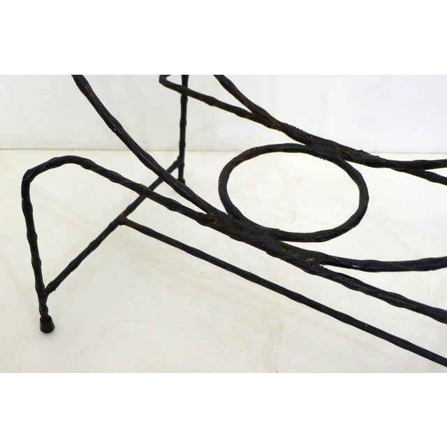 Black Round Openwork 4-Plant Stand in Black Wrought Iron, 1960s For Sale - Image 8 of 12