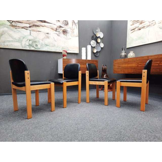Mid-Century Beechwood and Leather Chairs from Wilde + Spieth, 1970s, Set of 4 For Sale - Image 11 of 15