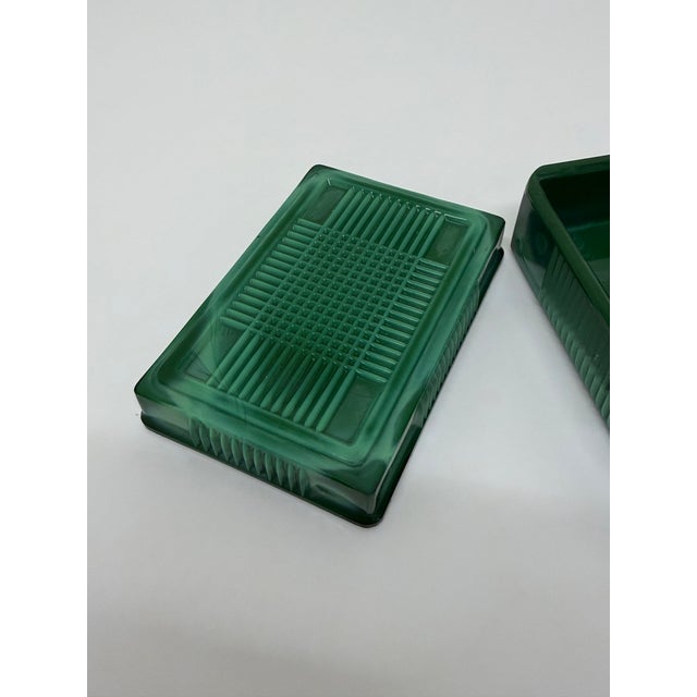 Green Malachite Glass Ashtray and Cigarette Holder, 1960s For Sale - Image 8 of 12