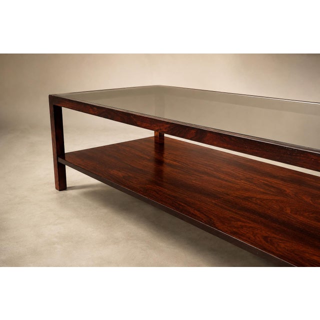 Celina Moveis Brazilian Modern Two-Tier Coffee Table in Rosewood and Glass by Celina Decorações, 1960s For Sale - Image 4 of 18