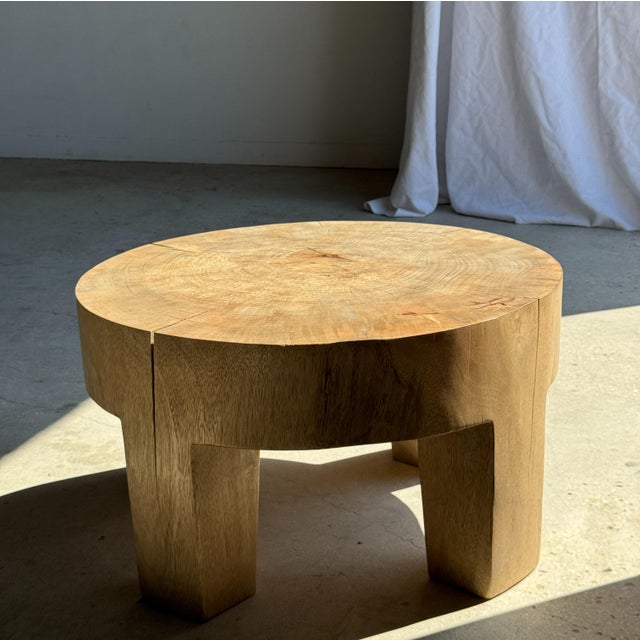 Low 4-Legged Coffee Table in Mango Wood, 1980s For Sale - Image 6 of 11