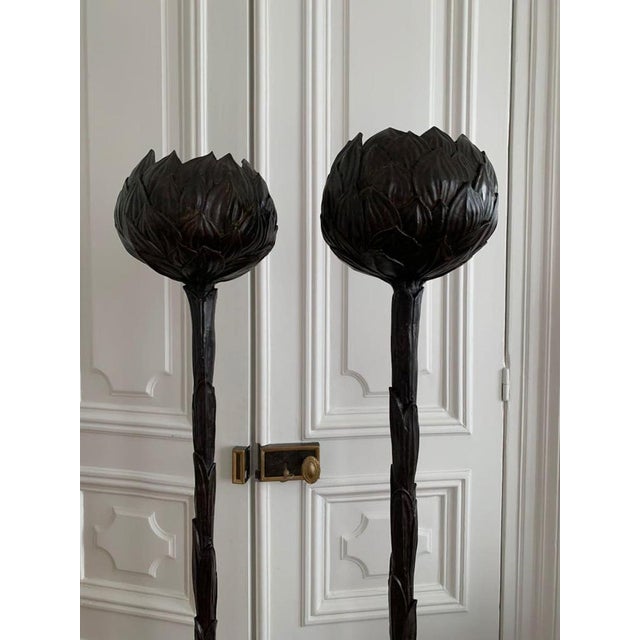 Bronze Artichoke Floor Lamp in the style of Diego Giacometti, France, 1980s For Sale - Image 9 of 10