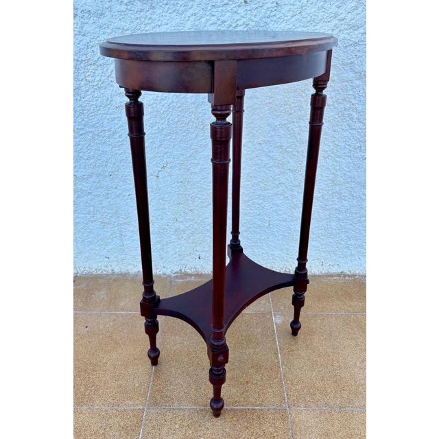1950s Mid Century French Wood Oval Side Table, 1950s For Sale - Image 5 of 7