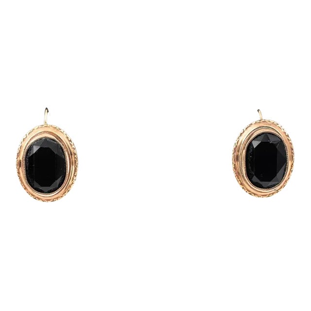 14k Gold & Black Onyx Earrings For Sale
