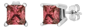 14K White Gold 1/2 Cttw 4 Prong Set Lab Grown Pink Princess Diamond Solitaire Stud Earrings, A Pair