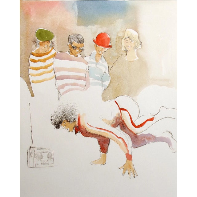 William Papas "Breakdancers" Signed & Numbered Hand Colored Etching For Sale In Denver - Image 6 of 7